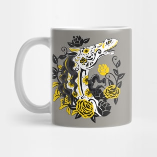 Horse Skull with Yellow Roses Dia de los Muertos Mug